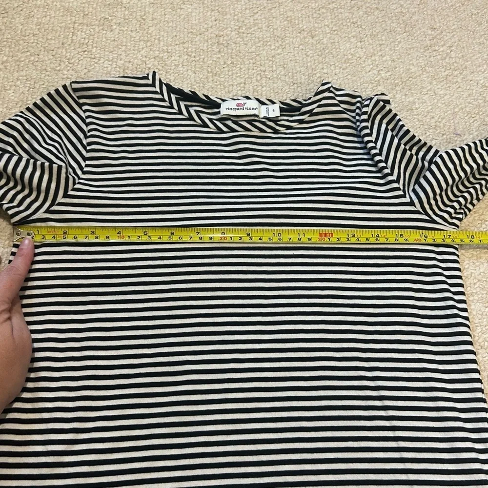 Vineyard Vines Bell 3/4 Sleeve Cotton Black and White Stipe Top Size Small - Picture 8 of 9